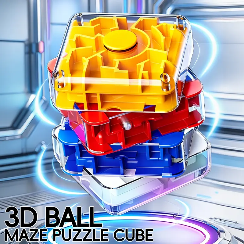 3D Maze Cube Ball Labyrinth Puzzle Brain Teaser for Adults & Kids, Educational Learning Toys Logical Thinking, Family Board Games Tabletop, Durable Puzzle Cube Easter Basket Stuffers Birthday Gift