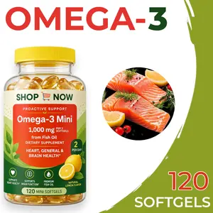 Omega-3 Mini Fish Oil 1000mg Lemon Flavor - 120 Softgels, Easy to Swallow