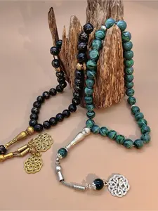 Vintage Style 33-Bead Glass Tasbih Muslim Prayer Bracelet for Men, 10mm No Mosaic Material The best choice of Ramadan decorations