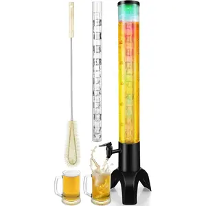 Transparent Mimosa Tower Drink Dispenser, 100oz/50oz  Tabletop Mimosa Bar Supplies with Ice Tube and LED Light, 1pc Bar & Wine Utensil