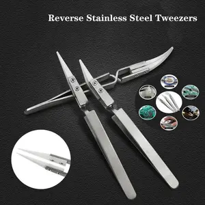 Pack Ceramic Straight Tip Electronic Soldering Tweezers, Anti-Static Reverse Acid Resistant Precision Chuck Ceramic Tweezers