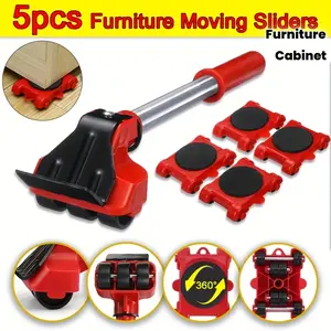 Five-Piece Furniture Moving Sliders, Portable Furniture Moving Tool Set Home, Heavy Duty Wheel Design for Single Person Operation, Easy Move Large Items