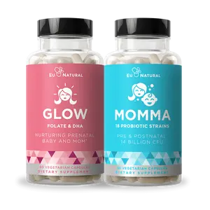 Eu Natural Prenatal Bundle: Glow Prenatal Multivitamin + Momma Probiotics for Pre and Postnatal – Supplements for Pregnancy Care