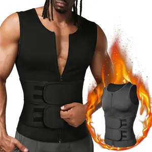 Men Neoprene Sauna Zipper Waist Trainer Vest Tank Top Trimmer Body Shaper Suit Zipper Neoprene Workout Vest Tummy Control