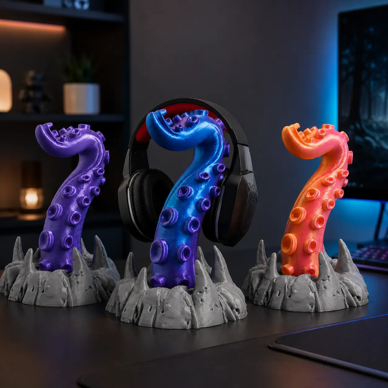 Kraken Tentacle Headphone Stand, 3D Printed Gaming Headset Holder, Accessories for Gamers, Room Accessories