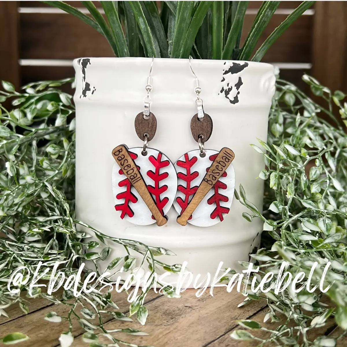 Baseball Earrings, Wooden Earrings, Baseball Accessories