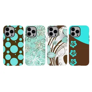 [No magnetic] Retro Brown Turquoise Preppy Phone Cover,nostalgia Aesthetic Tough phone Cover,Durable Dual-Layer design tough phone casing for iPhone 17 16 15 14 13 12 11 8 7 for Samsung Series,2000s Vibes Cover,Shockproof Protective smartphone cover