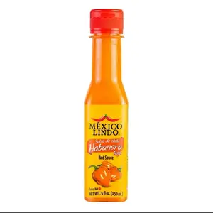Mexico Lindo Red Habanero Hot Sauce 78,200 Scoville Level 5 Fl Oz Bottle Real Red Habanero Chili Pepper for Mexican Food Seafood & Pasta