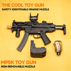 Electric feed Gel Ball Toy MP5，with a non-removable orange muzzle, Realistic Look