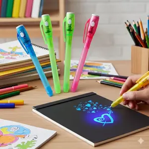 UV Invisible Pen with Light, Fluorescent Secret Writing Toy for Kids, Creative Party Gift & Learning Tool, Glow Doodle Game Pen for Students, Interactive Fun with UV Reveal, Multi-Scene Use, Coloring Pen, Graffiti Markers