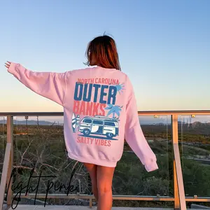 Outer Banks Sweatshirt Preppy Clothes Coconut Girl Beach Clothes Surfer Girl VSCO Girl Shirt Trendy Sweats Oversized Sweatshirt Y2k Crewneck Cotton Womenswear