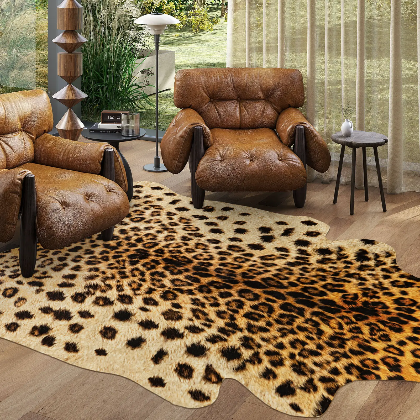 【Back to School】【Moving Season】REZUTAN Luxury Ultra-Soft Leopard Print Plush Rug Anti-Slip Waterproof Stain Resistant Easy Clean for Bedroom Living Room US Local Shipping 24/7 After-Sales Service