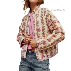 Women's Autumn and Winter New Small Floral Loose Quilted Thickened Warm Cotton Jacket