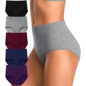 High Waisted Postpartum Underwear Slight Tummy Control Underwear Soft Full Coverage Cotton Panties Multipack