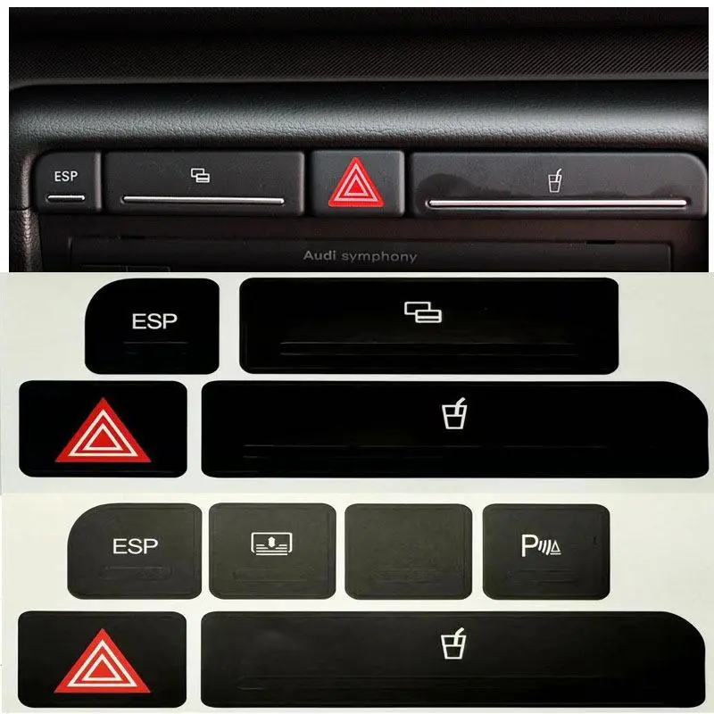 2026 New Car Flash Switch Button Cover Holder Stickers Repair Button Knob Switch Interior Decor for Audi A4 04-06 ESP Cup Emergency Decal