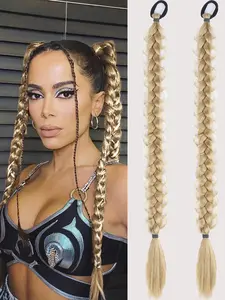 2 Pcs Synthetic Braiding Hair Long Twist Braid Ponytail Extensions for Women Girls Daily Wear Hair Accessories Easy to Wear Save More Time 24 Inch