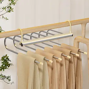 Multifunctional Foldable Pants Rack Magic Closet Storage Rack Expandable Pants Rack Space-Saving Home Supplies