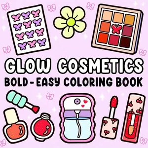 【 Hand drawn must-have 】1pc GLOW COSMETICS coloring book For Adults And Kids, Bold And Easy, Simple And Big Designs For Relaxat colouring books,Toys suitable for boys and girls, zero foundation drawing to relieve stress coloring book, Christmas gift