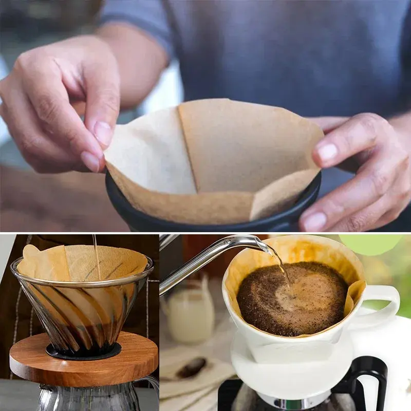 Filter Paper 01 02 V Shape Coffee Cup Filter Paper Barista Drip Coffee Filter Espresso Coffee Natural Paper Filter 40/100PCS