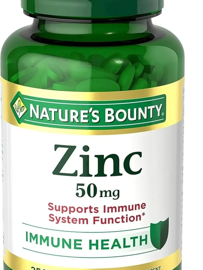 Nature’s Bounty Zinc 50mg Zinc-Rich Dietary Vitamin Supplement, Immunity Boost Support, Antioxidant Benefits, Skin Health Promotion, 1 Caplet Per Day, Gluten-Free, 250 Vegetarian Caplets