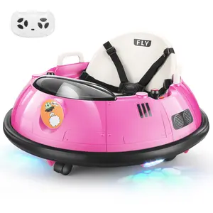 Hikole Ride-Ons Toys Bumper Car with Remote Control for Toddlers - 12V Battery Power, 3 Speeds, 360 Degree Spin, LED Lights, Safety Belt