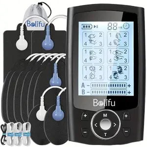 TENS EMS Muscle Stimulator, Dual Channel Pulse Massager, 24 Modes & 20 Intensity Levels, Portable Electric Massager with LCD Display, USB Rechargeable, Easy to Use for Full Body Relaxation