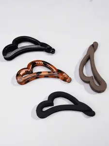 Heart Banana Clips Set of 4, Spring Summer Essential Hair Accessories, Commute School Simple Versatile Hair Pins