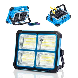 Solar Rechargeable LED Work Light, 288 Super Bright 5730 Beads Floodlight with USB & Type-C Charging, 5 Lighting Modes, Waterproof IP66 Portable Lamp for Camping, Fishing, Emergency & Outdoor Use