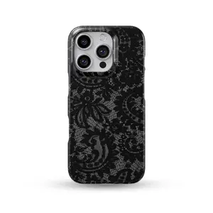 Black Vintage Lace Protective case, fun design, iPhone Case Compatible with iPhone 15 16 14 17 Pro Max 13 12 11 XR AIR XS Plus Cute Soft Silicone Drop Protection Rugged and Durable gift for her