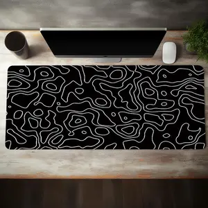 Topographic Pattern Mouse Pad, 1 Count Rectangle Gaming Mouse Pad, Non-Slip Rubber Base Stitched Edge Desk Keyboard Mat for Home Office
