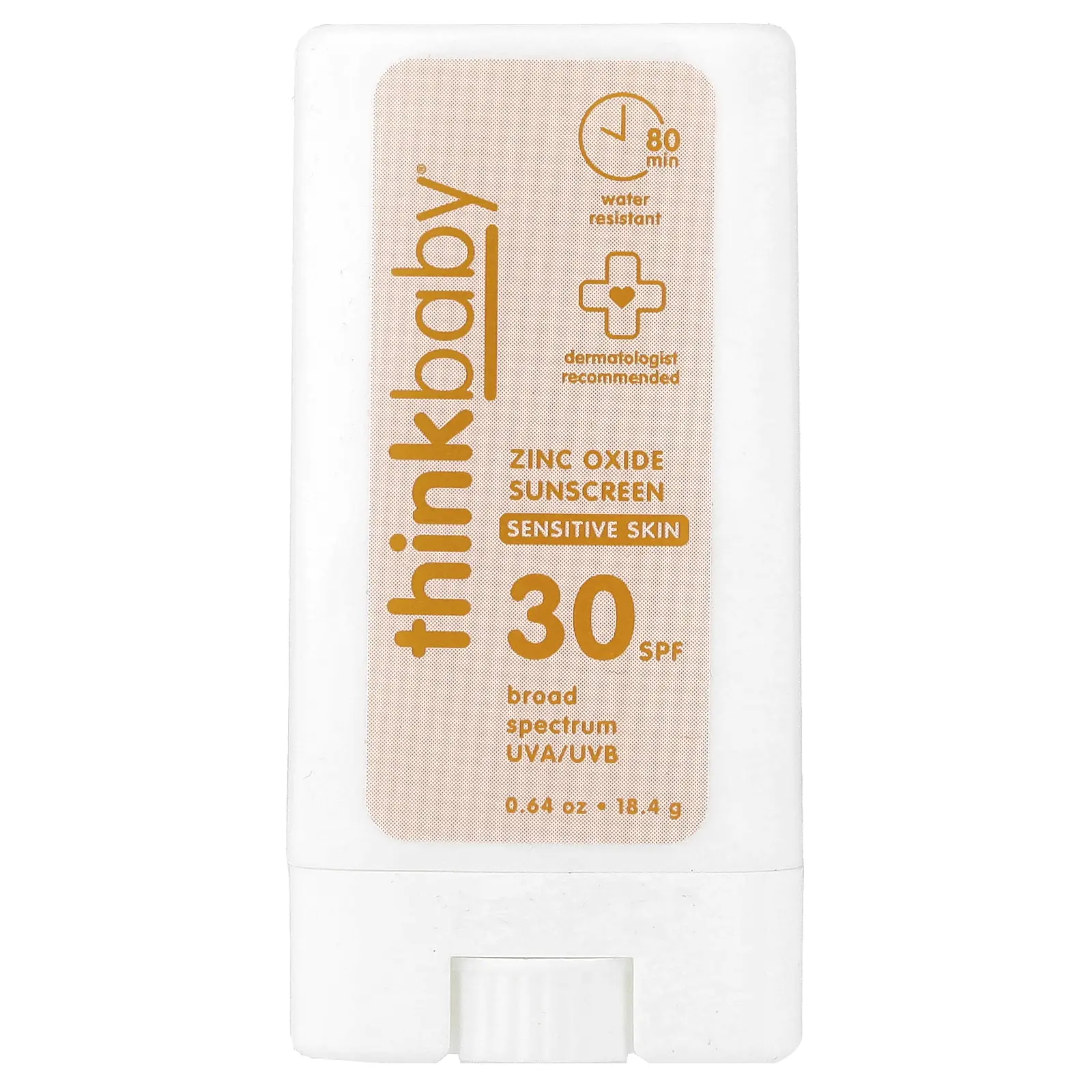 think Thinkbaby®, Zinc Oxide Sunscreen Stick, SPF 30, Sensitive Skin, 0.64 oz (18.4 g)
