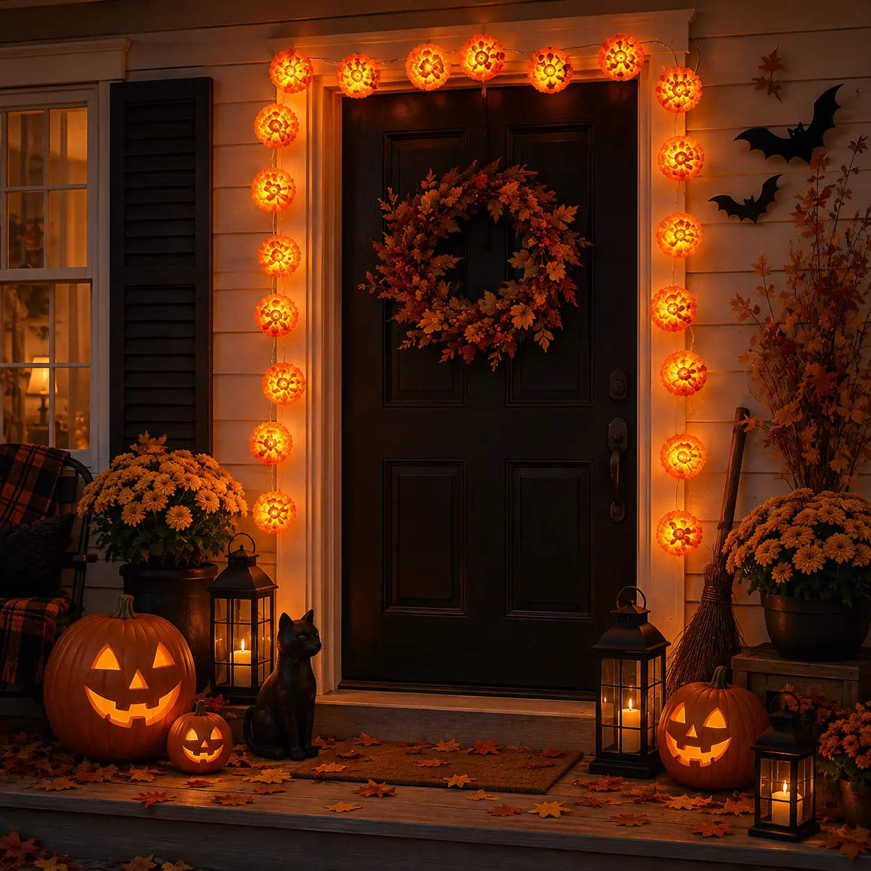 20 LED Orange Marigold Flower String Lights, 3M/9.8FT Battery Powered Halloween Lights, Warm Glowing Floral Garland for Indoor Outdoor Fall, Halloween, Day of the Dead & Party Decor