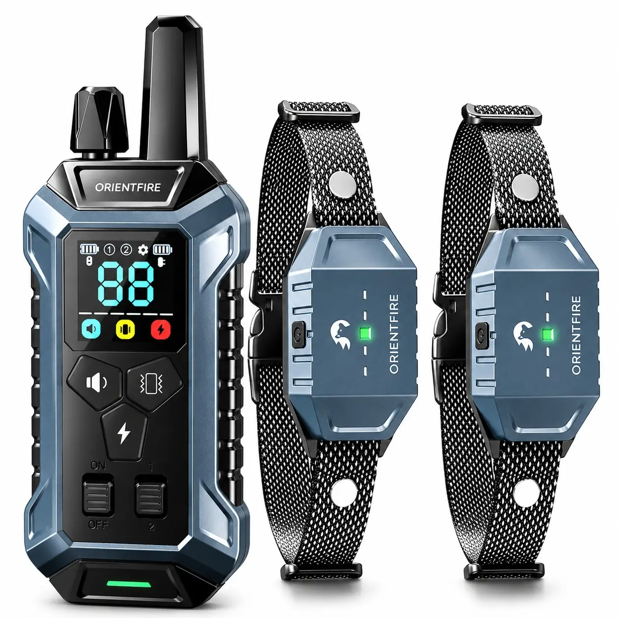 ORIENTFIRE Dog Training Collar Rechargeable 3000FT Range 2-Pack IP67 Waterproof Dog Training Collar Set, Anti-Barking Silencer with Remote, 3 Modes E-Collar for All Size Dogs, Outdoor Waterproof Design #Summervibes #petlovers