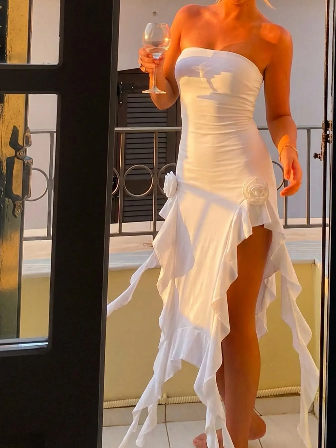 embellished ruffled cowl-neck bandeau mini dress in white - TikTok Shop embellished ruffled cowl-neck bandeau mini dress in white - TikTok Shop
