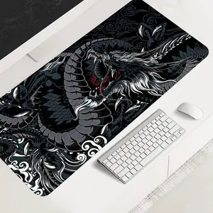Extra Large Black and White Dragon Mouse Pad Artistic Gaming Desk Pad 35x16 Inch Computer Keyboard Mousepad with Non-Slip Rubber Base Durable Stitched Edge Perfect Gift for Home and Office Gaming Desk Accessory