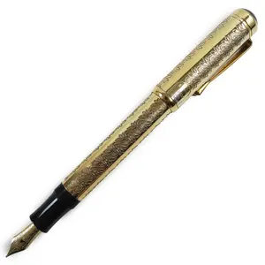 Pre-owned Montblanc Sterling Silver 925 (Ag925) Small Leather Goods Louis XIV SV925 18K M Fountain Pen
