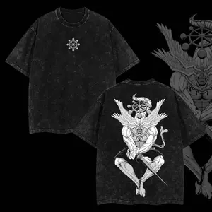 Limited Edition Mahoraga Shikigami Tee - Jujutsu Kaisen Oversized Lightweight Shirt. Acid-washed 240GSM cotton with double-printed Sukuna's undefeatable shikigami design. Perfect unisex anime gift. TikTok Shop US exclusive fast shipping