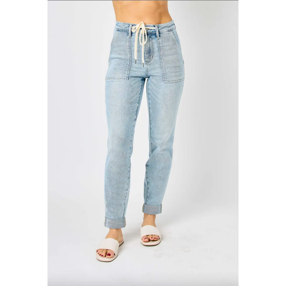 Judy Blue Vintage Wash Double Cuffed Denim Joggers