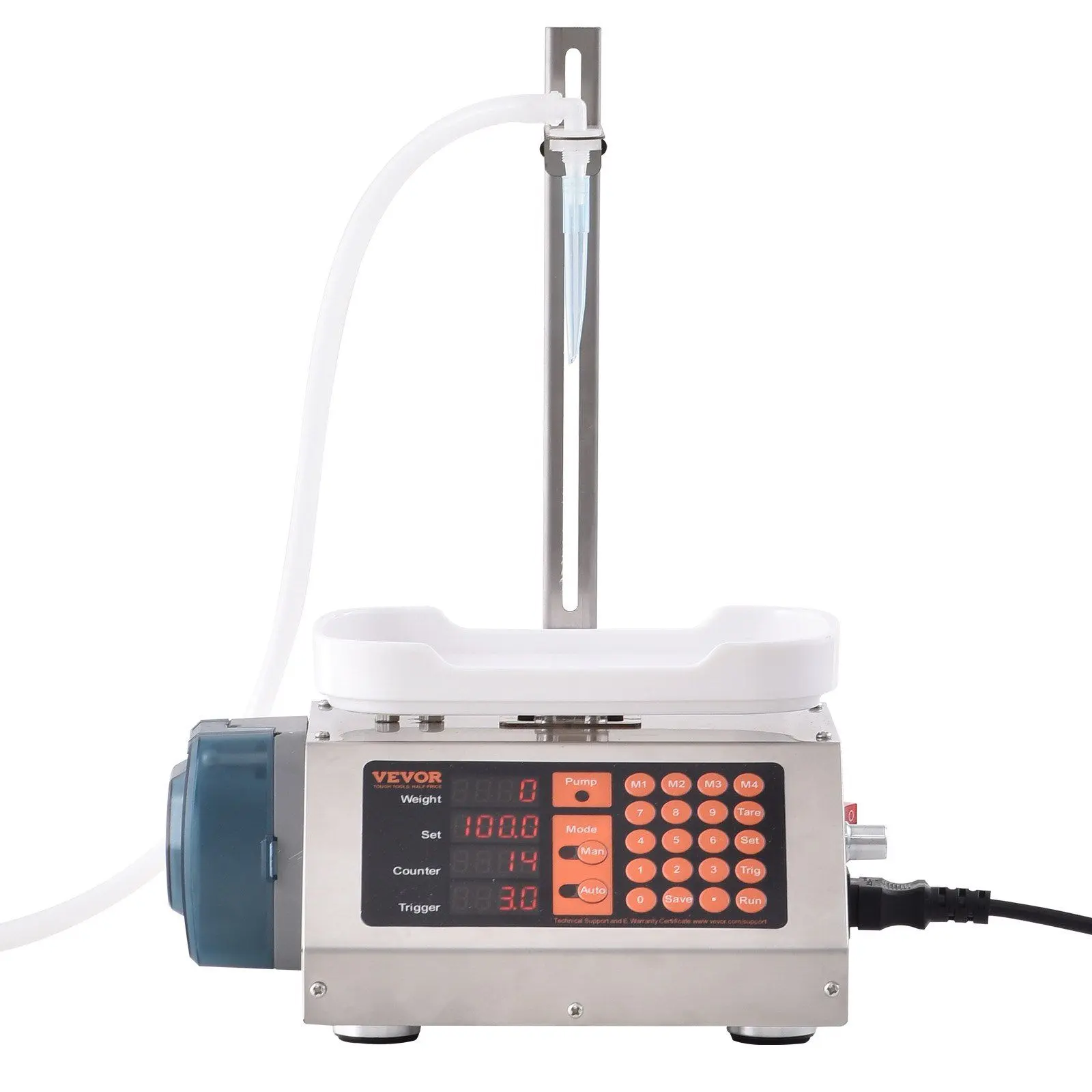 VEVOR Liquid Filling Machine, 5-300 g Weighing Capacity, Automatic Bottle Filler Machine, Bottling Machine Peristaltic Pump Digital Control for Milk, Water, Wine, Beverage, Soy Sauce (Single Nozzle)