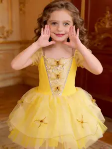 Little Girl Yellow Princess Tutu Dress, Fairy Ballerina Birthday Party Outfit