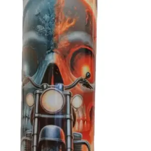 Skull on Bike Tumbler - Unique Design with Motorcycle and Skull Motif