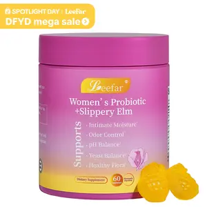 LEEFAR Her Juicy Feminine Probiotics Gummies- All in One Solution with Slippery Elm and Prebiotics&Lactobacillus Probiotic Blend for Women’s pH Balance and Dryness - Hawaiian Pineapple Gummies 60 Count probiotics women