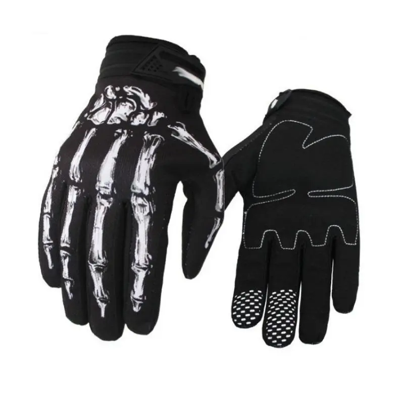Skeleton Pattern Motorcycle Riding Gloves, Sports Gloves, Outdoor Cycling Gloves, Waterproof Gloves Suitable for Holiday Gifts, BMX Protective Gloves, Halloween, Motorcycle Gear