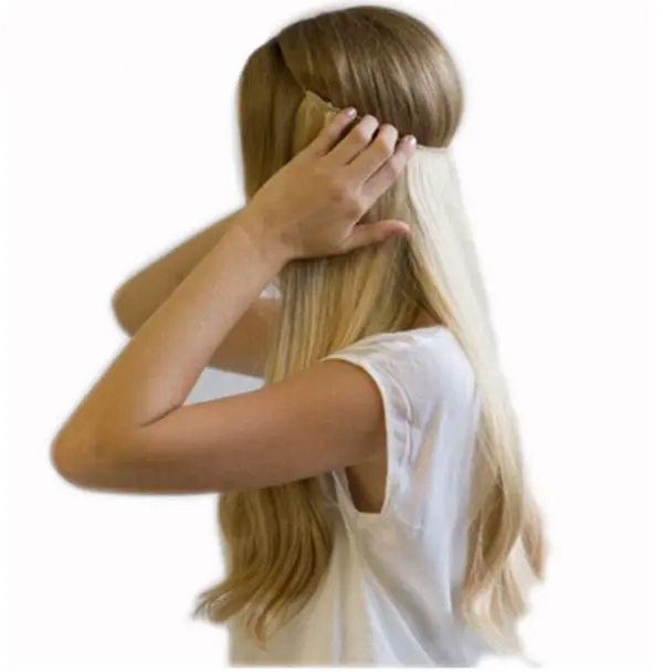 S-noilite 20 inches Invisible Wire Halo No Clips in Hair Extensions Secret Fish Line Hairpieces Silky Straight Synthetic bundles