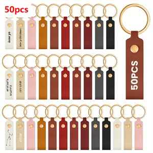 50pcs Faux Leather Keychain Blanks Bulk Laser Engraving Blanks Keychain Kit with Key Rings for Key Chains Craft, Handmade Gifts, Craft Supplies, Minimalist Design, Stylish Keychains, Highquality Blanks, Smooth Finish, Engraving Supplies