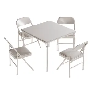 Folding Card Table, 38 Inch Portable Square Game Table with Collapsible Legs, Multifunctional Foladable Table with PU Padded Tabletop for Home, Parties, Picnics, Games, 1 Piece