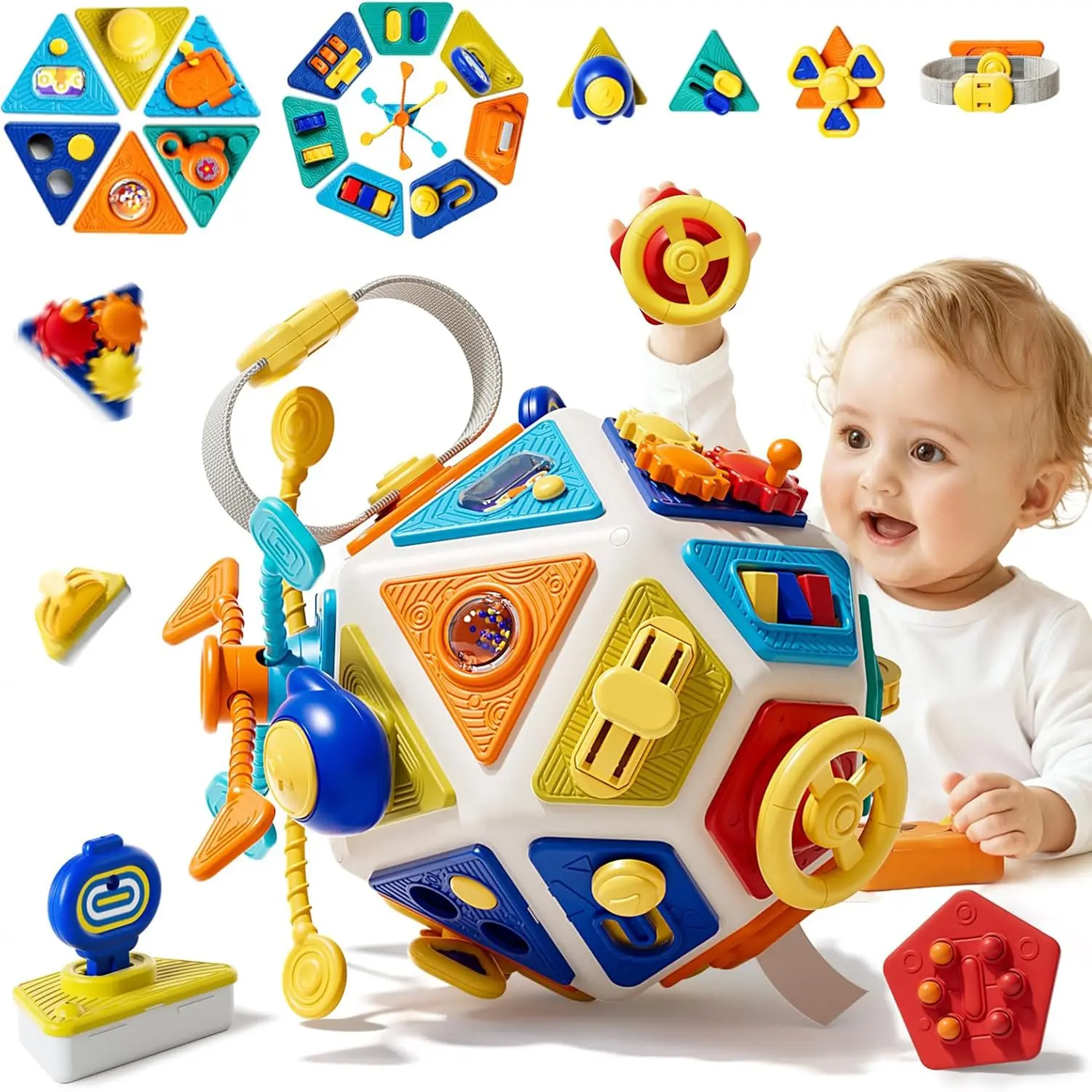 22‑in‑1Toddler Busy Board Activity Cube Toys, Montessori Sensory Toy, Preschool Learning Tool & Travel Leaning for Toddlers, Early Education Active Toy and Fine Motor Skills Development Toy for 1 2 3 Years Old Boys & Girls, Gifts