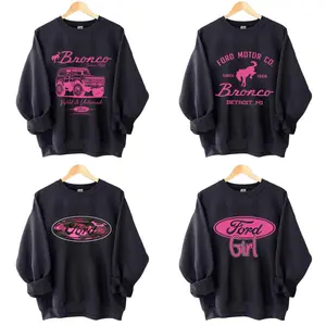 Vintage Ford Bronco Girl Pink Logo Sweatshirt, Ford Sweatshirt, Gift For Car Lovers, For Men, Racing Shirt, Vintage Graphic Crewneck, Gift For Men For Women