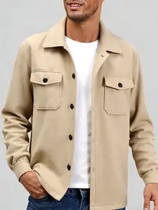 ZAFUL Men's Solid Color Flap Pocket Design Single Breasted Woolen Blend Coat