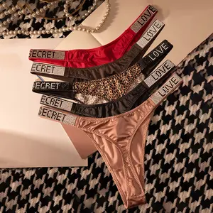 5pcs Women's Rhinestone Thongs Stretchy Sports Panties Pack Sexy Low Waist Womens Lingerie Exquisite Craft Comfortable Breathable Underwear for Women Elegant Solid Colors (Black/Brown/Beige/Blue/White) Skinfriendly Fabric Holiday Gifts for Lover Wife